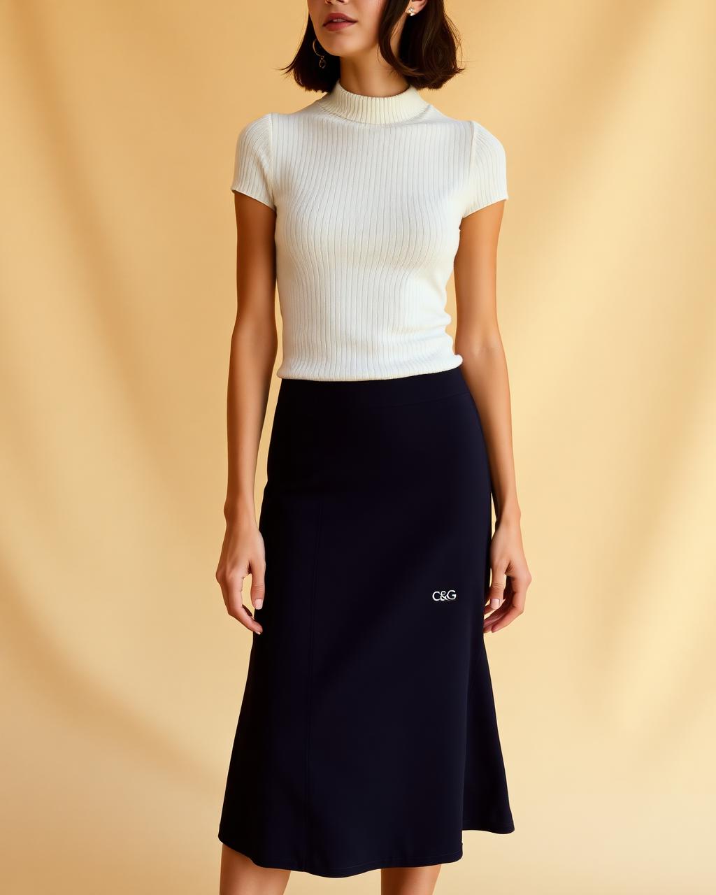 The Sloane Mini Skirt — A clean A-line with a flat waistband.